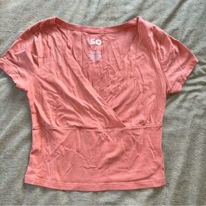 SO Women's Coral Short Sleeve Wrap Top